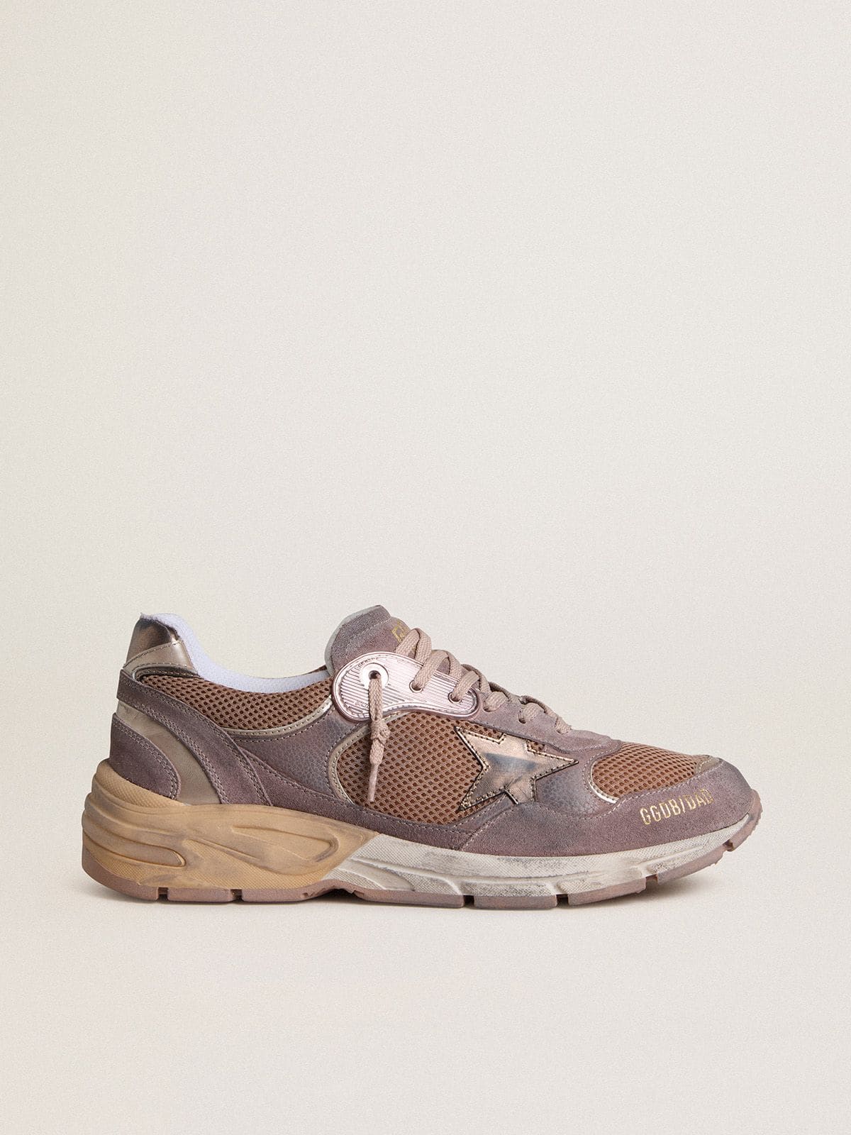 939805c820b3a05fa869ab383fdd3f4d969e8293c02acf72be76c147765a4bc9 Men's Dad-Star in lilac suede and mesh with laminated leather star and heel tab - Image 1