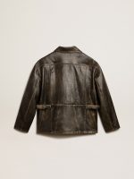 Women's aged brown nappa leather jacket - Image 6