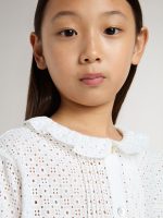 Girls' white broderie anglaise cotton shirt - Image 5