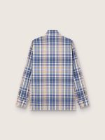Men's oversized shirt in indigo and beige checked cotton - Image 2