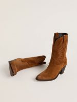 Low Wish Star boots in cognac suede with tone-on-tone embroidered star - Image 2