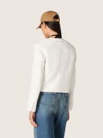 Women's boxy jacket in boucl�� cotton with all-over beads - Image 6