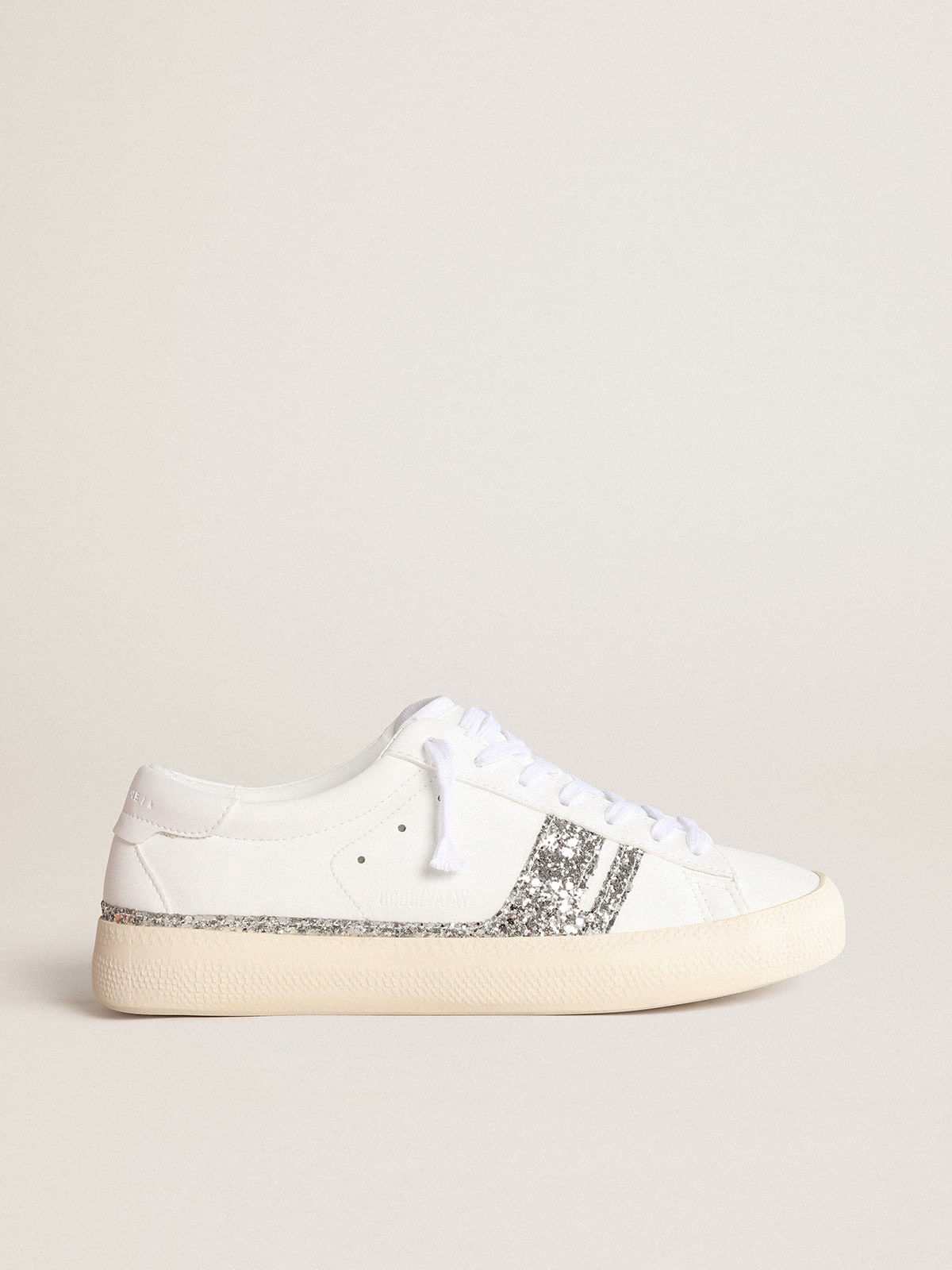 949a440c9b2263cc8a006df996581cf5826daadc0875fa2226dce2291438a508 Yatay Model 1B sustainable sneakers with white bio-based upper and silver recycled glitter Y - Image 1