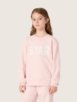 Girls' pink cotton sweatshirt with print and embroidered logo - Image 5