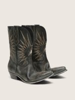 Men's low Wish Star boots in black leather with silver star - Image 2