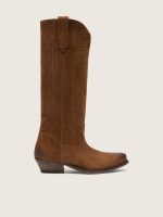 Wish Star boots in brown leather with laser-engraved pattern