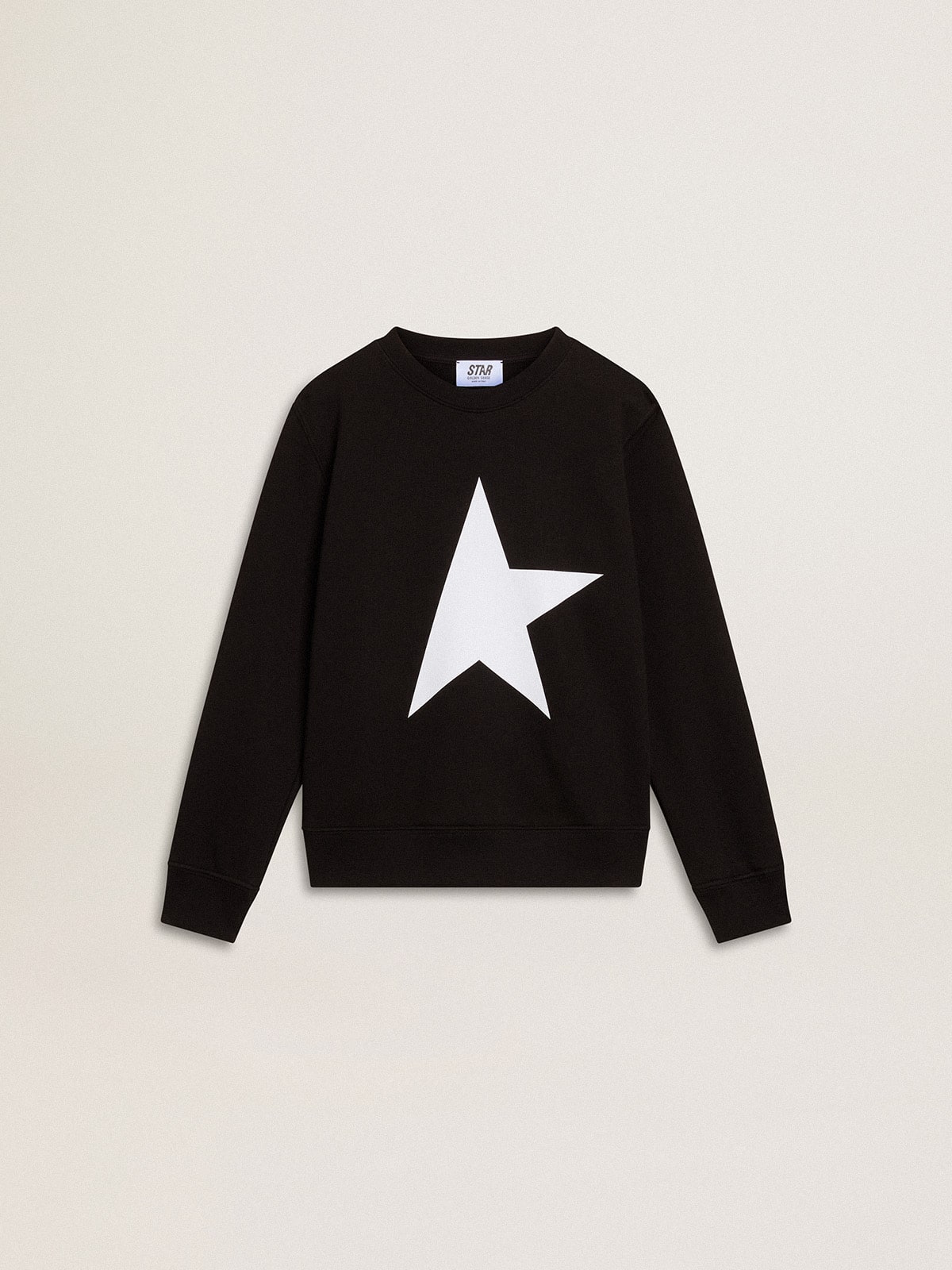 959dae0c77b28d235791f13a34d10fbe702039da0f29bc86cdd0d93dade1b393 Boys' black sweatshirt with white maxi star on the front - Image 1