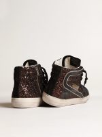 Slide in brown glitter with black leather star and flash - Image 5