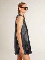 Women's black nappa leather dress with studs - Image 2