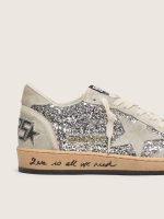 Women's Ball Star in silver glitter with ice-gray suede inserts - Image 5