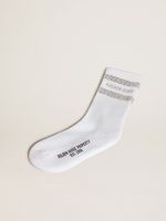 Unisex socks in white cotton with decorative crystals