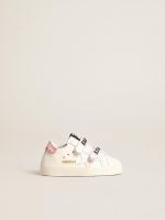 Baby School set in white nappa leather with pink leather heel tab
