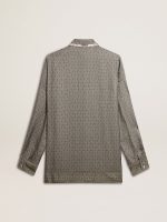 Women's green viscose-blend silk shirt with floral pattern - Image 5