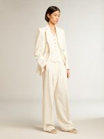 Women's aged white double-breasted blazer - Image 3