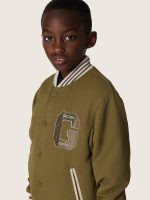 Journey unisex bomber jacket in military-green nylon twill with embroidered patch - Image 4
