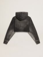 Gray cropped sweatshirt with a lived-in effect - Image 6