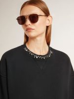 Women's cropped cotton sweatshirt with crystals on the front - Image 5