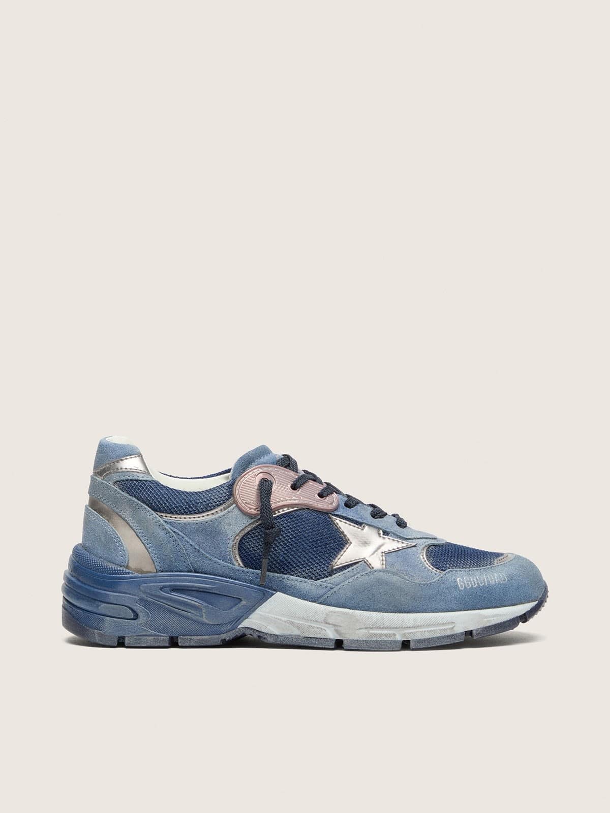 97706b88ecbcfb86b40cd09c5b9266469d06cab77c7082267f263554086ca8a6 Men's Dad-Star in denim-blue suede with silver leather star - Image 1