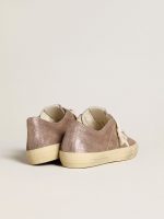 Women's V-Star in light brown metallic suede with cream leather star - Image 4