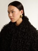 Women's black shearling jacket - Image 4