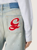 Women's jeans in light blue denim with Golden embroidered logo - Image 4