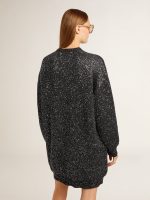 Women's black crew neck dress with all-over silver sequins - Image 4