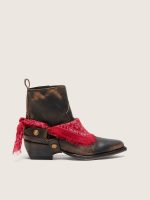 Women's Debbie boots in black leather with removable buckle and bandana