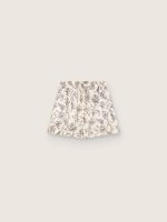 Women's shorts in black and white cotton poplin with floral print