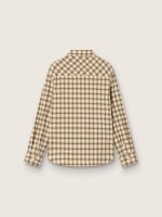 Boys' shirt in beige and brown checked cotton flannel - Image 2