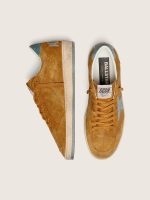 Men's Ball Star in ocher suede with leather star and light blue suede heel tab - Image 4
