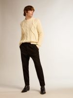 Men's black wool gabardine pants - Image 3