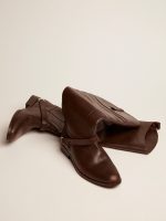 Women's Charlie boots in dark brown leather and clamp on the heel - Image 2