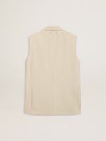 Women's khaki wool blend vest jacket - Image 7