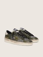 Men's Stardan LTD in white and olive-green leather with black mesh and yellow leather star - Image 2