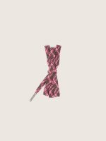 Dark brown and pink tartan laces