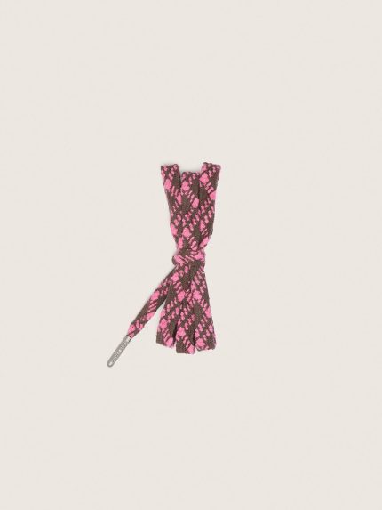 Dark brown and pink tartan laces