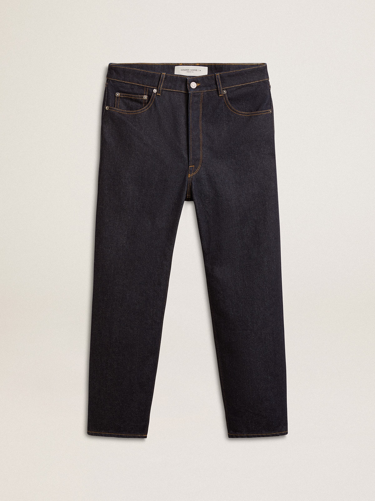 9a27d8166f768be5e65db52b32bb640d5d6e050611d3b23422f40b6bcb01b82e Men's dark blue jeans in one-wash denim - Image 1