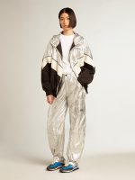 Women's windcheater in silver and black technical fabric - Image 3