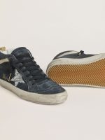 Women's Mid Star in petrol-blue suede with silver glitter star and cotton flash - Image 3