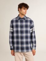 Men's blue 3D checkered shirt with print on the back - Image 2
