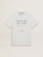 Men's white cotton T-shirt with green print
