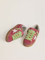 Women's Super-Star in red suede with white leather star and silver leather heel tab - Image 2