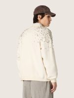 Unisex sweatshirt in white cotton with embroidered crystals - Image 6
