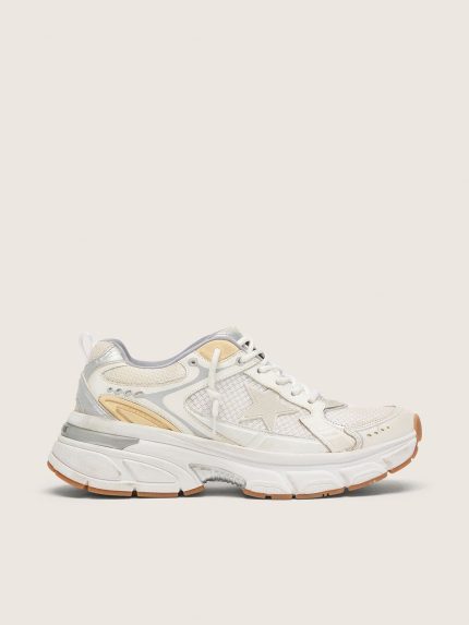 Women's Lightstar in white leather and mesh with worn-white star