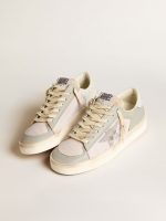 Stardan in gray nappa leather and white mesh with gray leather star - Image 2