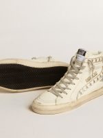 Slide with silver metallic leather star and leather flash with stars - Image 4