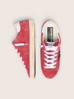Women's Super-Star in red suede with glitter star and white heel tab - Image 3