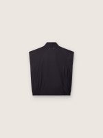 Men's vest in dark blue cotton twill with zip and flag print label - Image 2