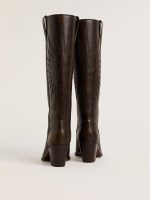 Wish Star boots in dark brown leather with tone-on-tone embroidered star - Image 5