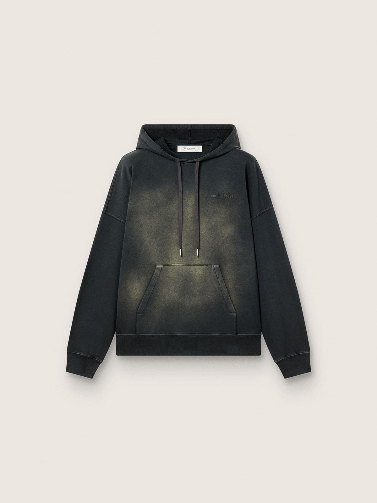 9d0ce80fbeafc21b0f14ce12300b77ffc748e62025762187e8ca03294b418aee Unisex hooded sweatshirt in black cotton with a bleached effect - Image 1